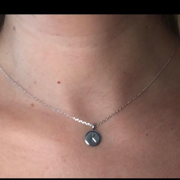 Silver Initial Alphabet Lettet Pendant Necklace - Picture 5 of 7